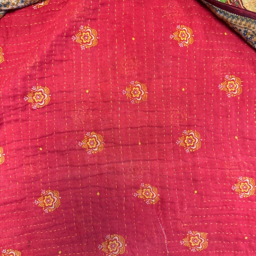 Joshi Kantha Quilt Jacket Boho Patchwork Tie Front Duster Coat Multicolor Women’ - Picture 11 of 12